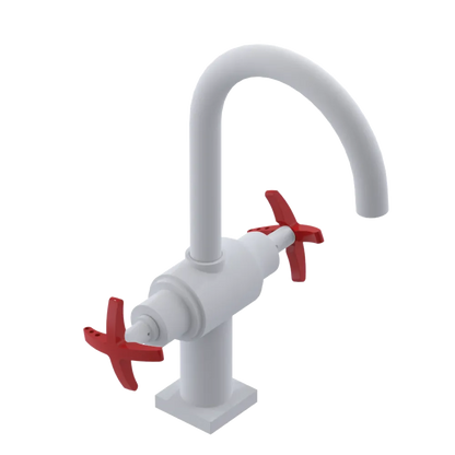 Rubinet Single Hole Dual Handle Lav. Set. (less drain) Matt White