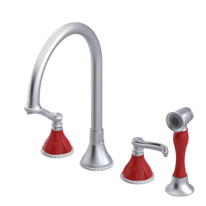 Rubinet Widespread Kitchen Set with Hand Spray Satin Chrome