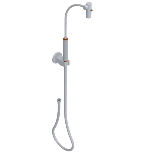 Rubinet Hand Held Shower Bidet with Extended Reach & Dual Function Spray Including Wall Bracket with Supply & Hose (Round) Matt White