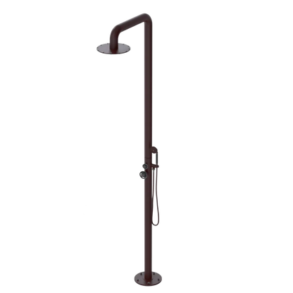 Rubinet Pressure Balance Outdoor Shower with Hand Held Shower & 10" Shower Head - 304 Stainless Steel Bordeaux