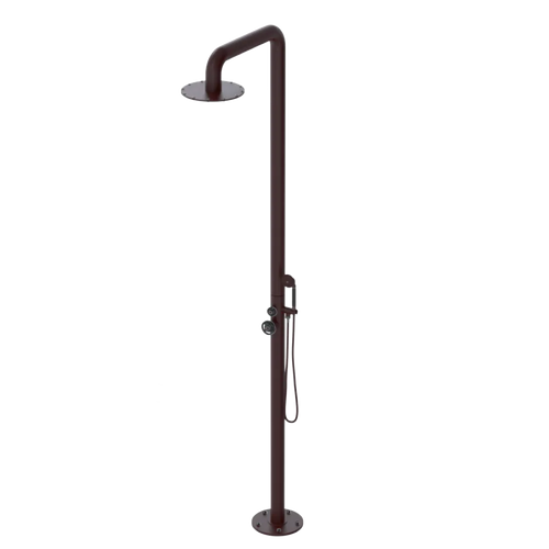 Rubinet Pressure Balance Outdoor Shower with Hand Held Shower & 10" Shower Head - 304 Stainless Steel Bordeaux