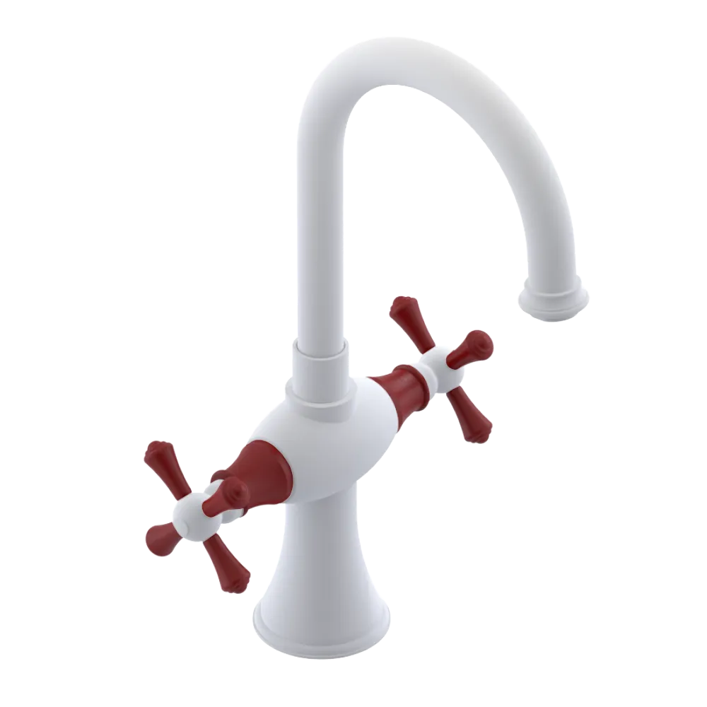 Rubinet Single Hole Dual Handle Lav. Set. (less drain) Matt White