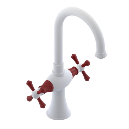 Rubinet Single Hole Dual Handle Lav. Set. (less drain) Matt White