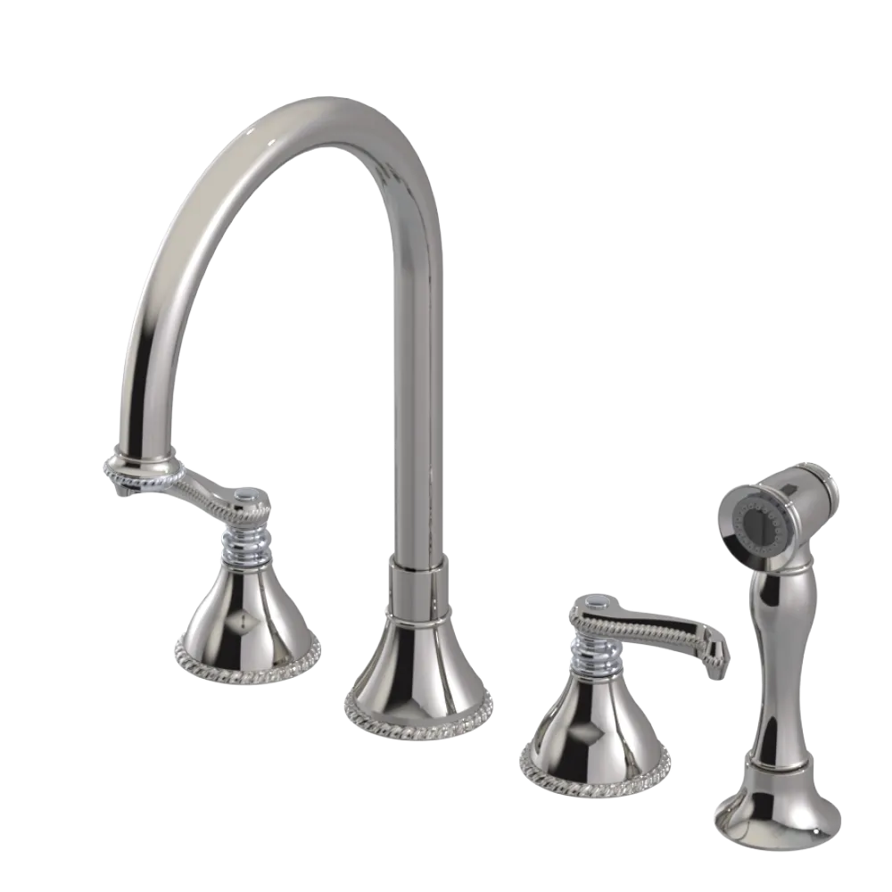Rubinet Widespread Kitchen Set with Hand Spray Polished Nickel