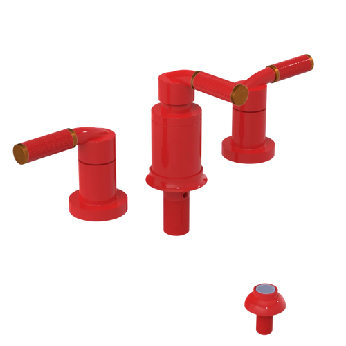 Rubinet Bidet Fitting with Spray, Diverter, and Vacum Breaker (Less Drain) Red
