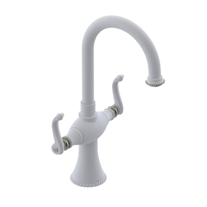 Rubinet Single Hole Dual Handle Lav. Set. (less drain) Matt White