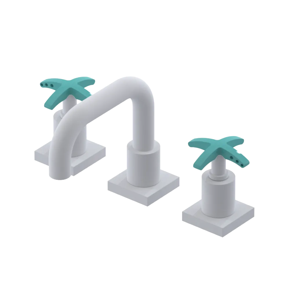 Rubinet Widespread Lav. Set. with Genesis spout (less drain) Matt White