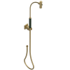 Rubinet Hand Held Shower Bidet with Extended Reach & Dual Function Spray Including Wall Bracket with Supply & Hose (Square) Satin Brass