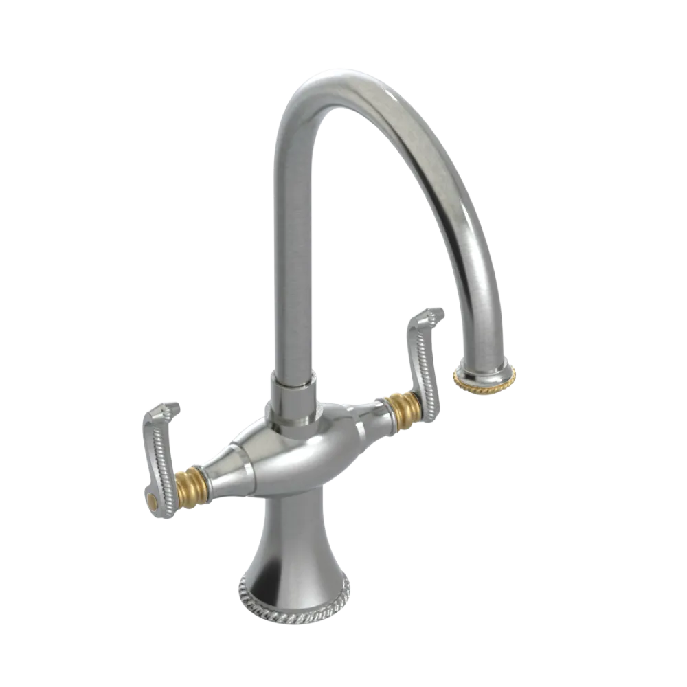 Rubinet Two Handle Single Hole Kitchen Set Satin Nickel