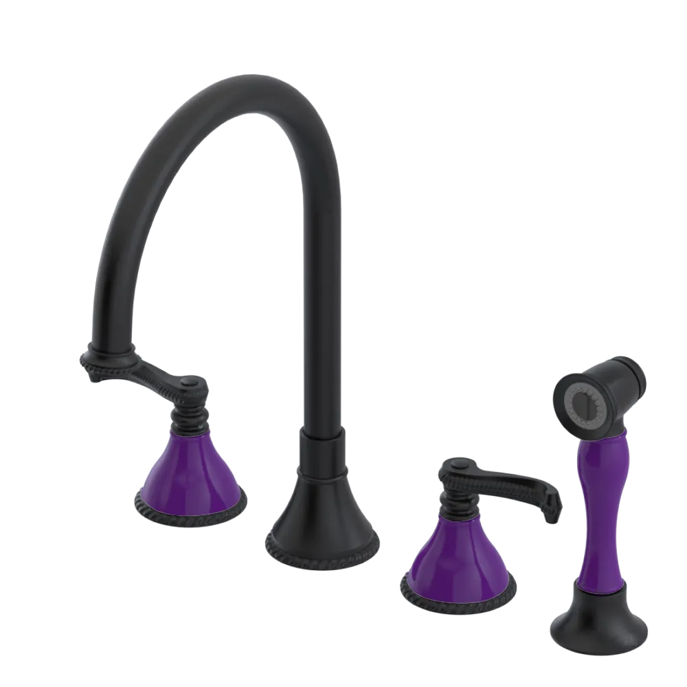 Rubinet Widespread Kitchen Set with Hand Spray Matt Black