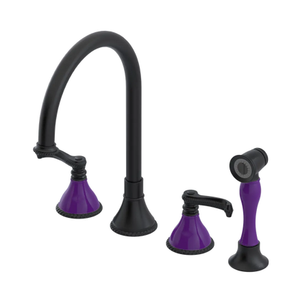 Rubinet Widespread Kitchen Set with Hand Spray Matt Black