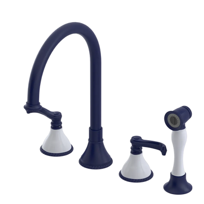 Rubinet Widespread Kitchen Set with Hand Spray Midnight Blue