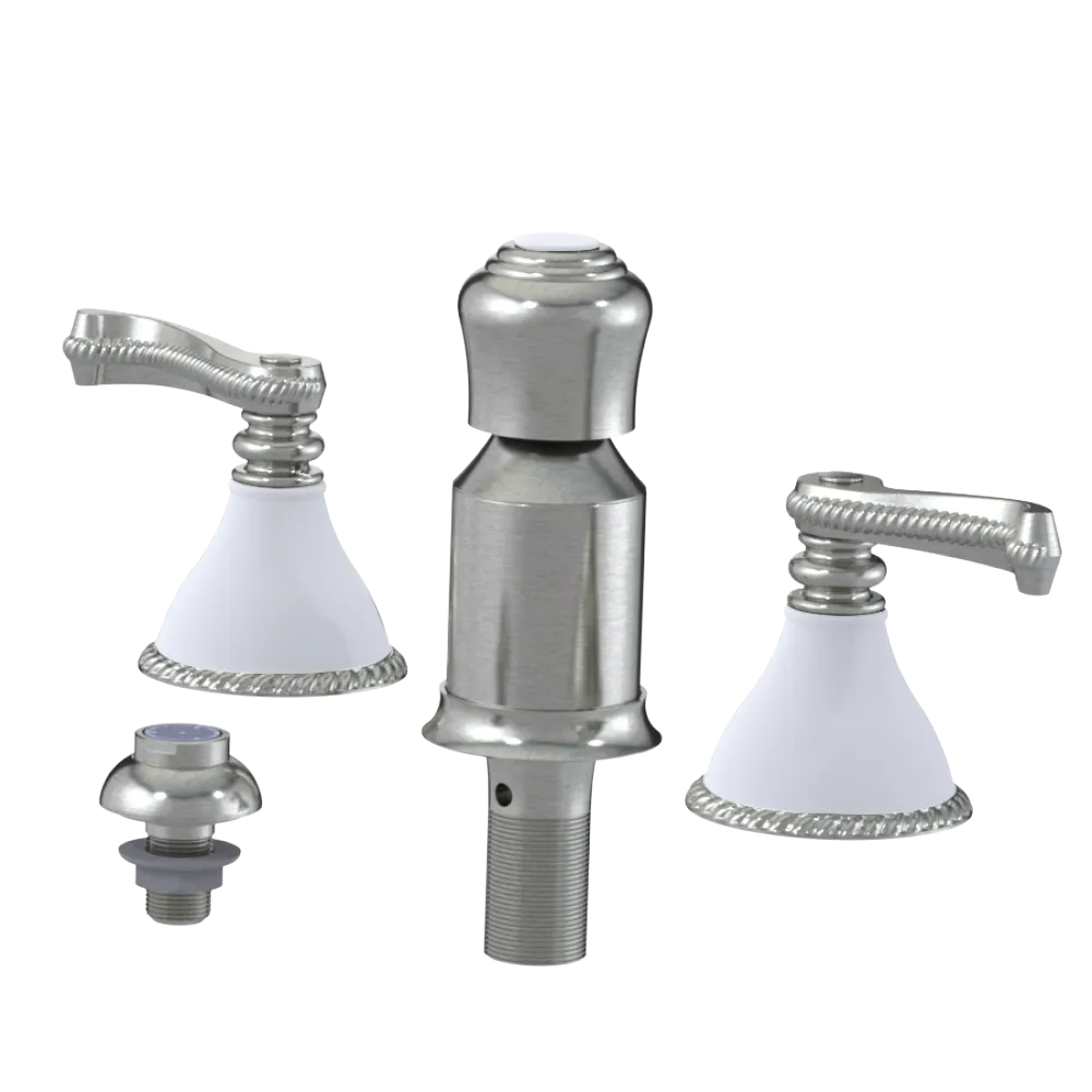 Rubinet Bidet Fitting with Spray, Diverter, and Vacum Breaker (Less Drain) Satin Nickel
