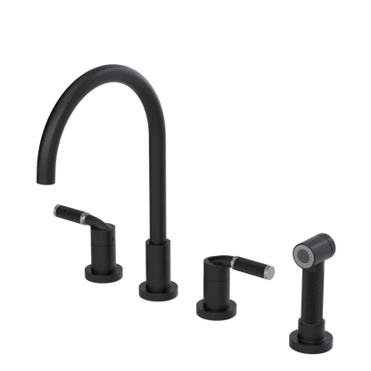 Rubinet Widespread Kitchen Set with Hand Spray Matt Black