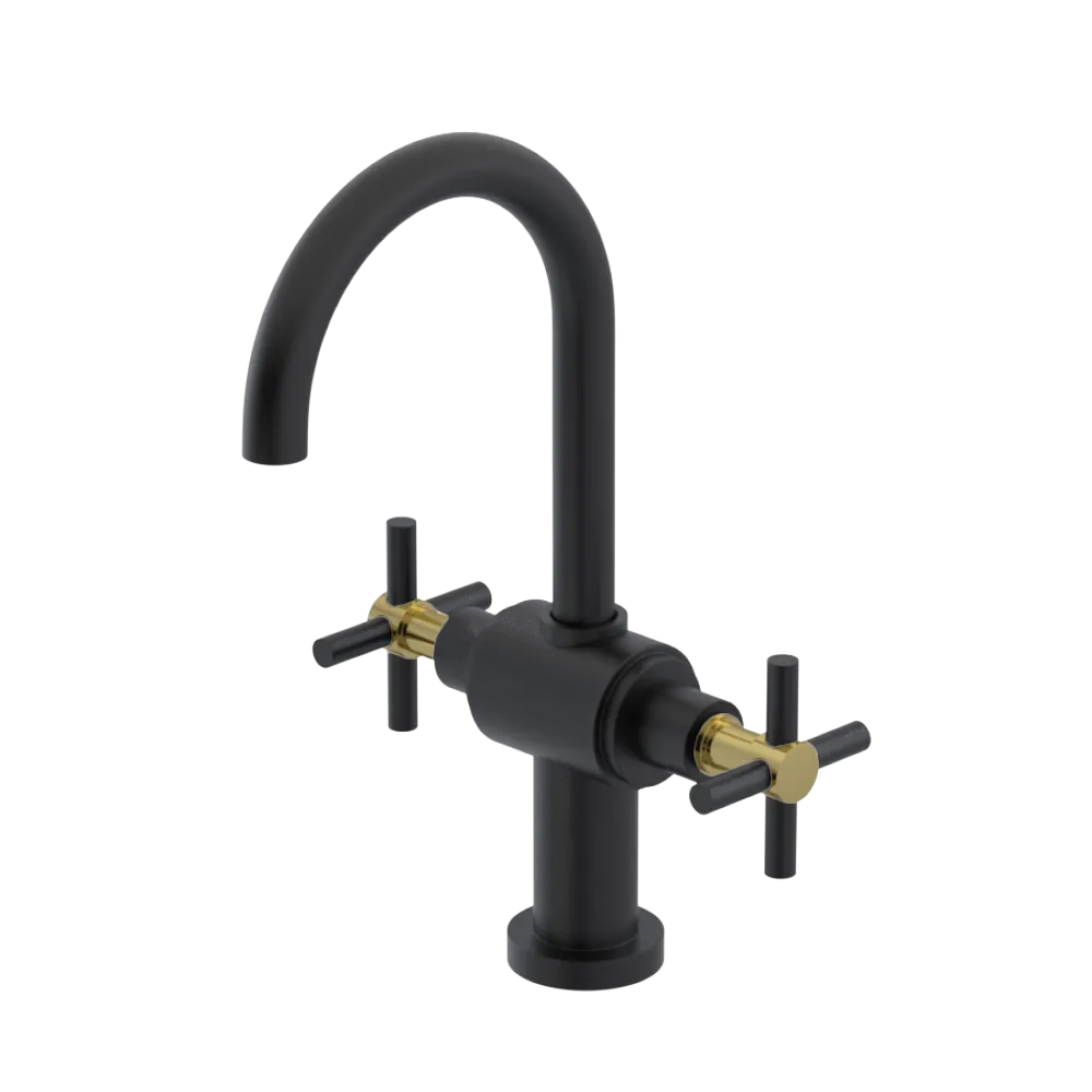 Rubinet Single Hole Dual Handle Lav. Set with LaSalle Spout (less drain) Matt Black
