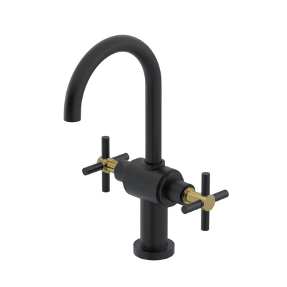 Rubinet Single Hole Dual Handle Lav. Set with LaSalle Spout (less drain) Matt Black