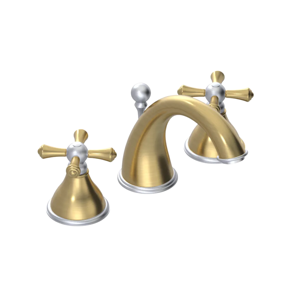 Rubinet Widespread Lav. Set. (less drain) Satin Brass