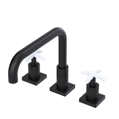 Rubinet Widespread Kitchen Set with Genesis Spout Matt Black