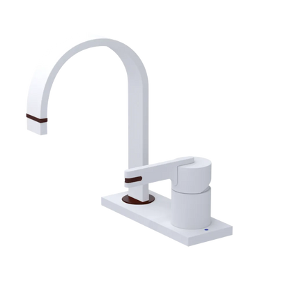 Rubinet 4" Centre Single Control Lav. Set (less drain) Matt White