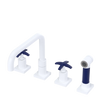 Rubinet Widespread Kitchen Set with Genesis Spout with Hand Spray White