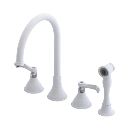 Rubinet Widespread Kitchen Set with Hand Spray Matt White