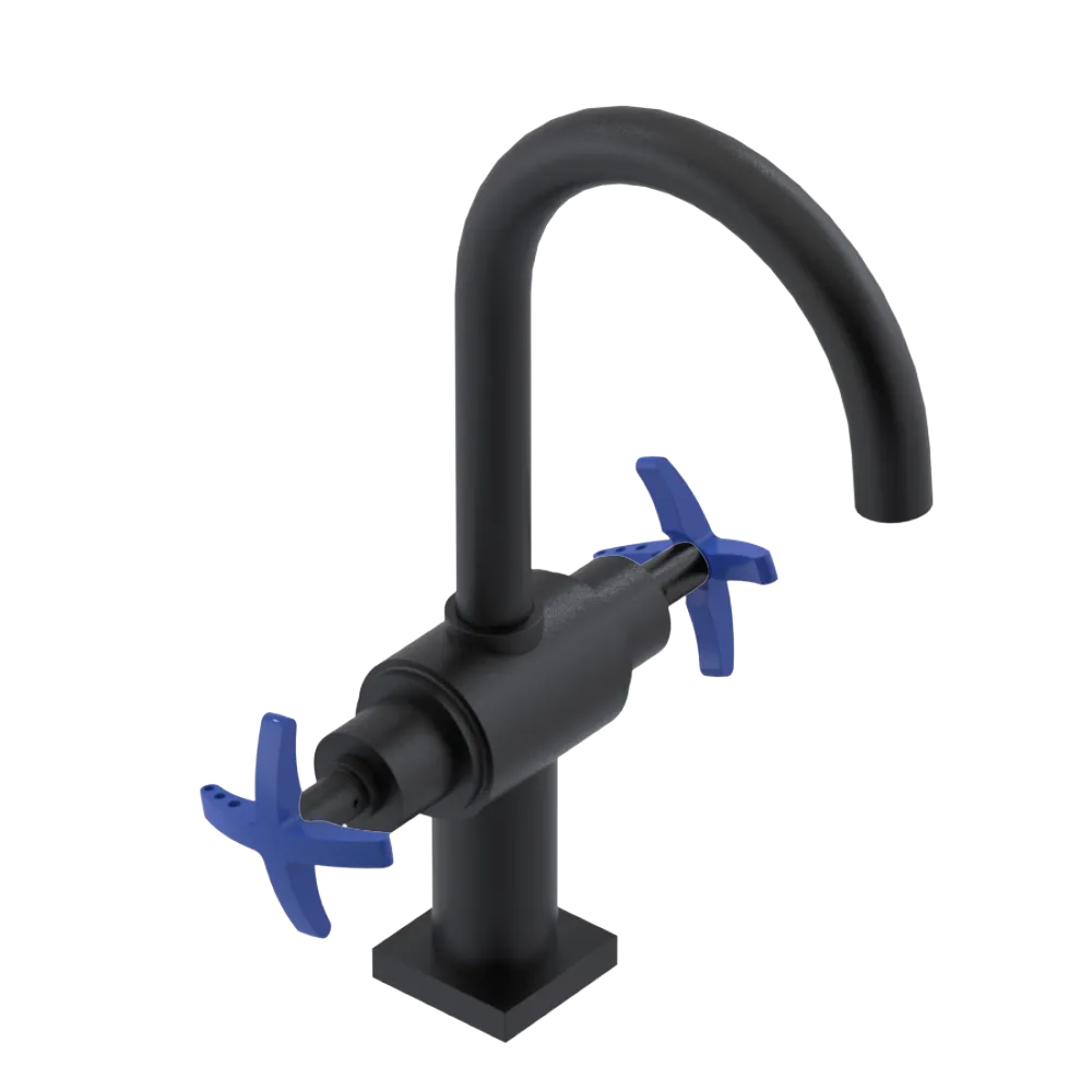 Rubinet Single Hole Dual Handle Lav. Set. (less drain) Matt Black