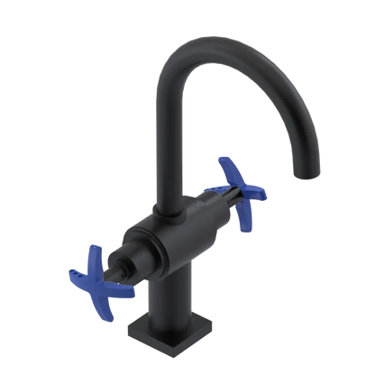 Rubinet Single Hole Dual Handle Lav. Set. (less drain) Matt Black