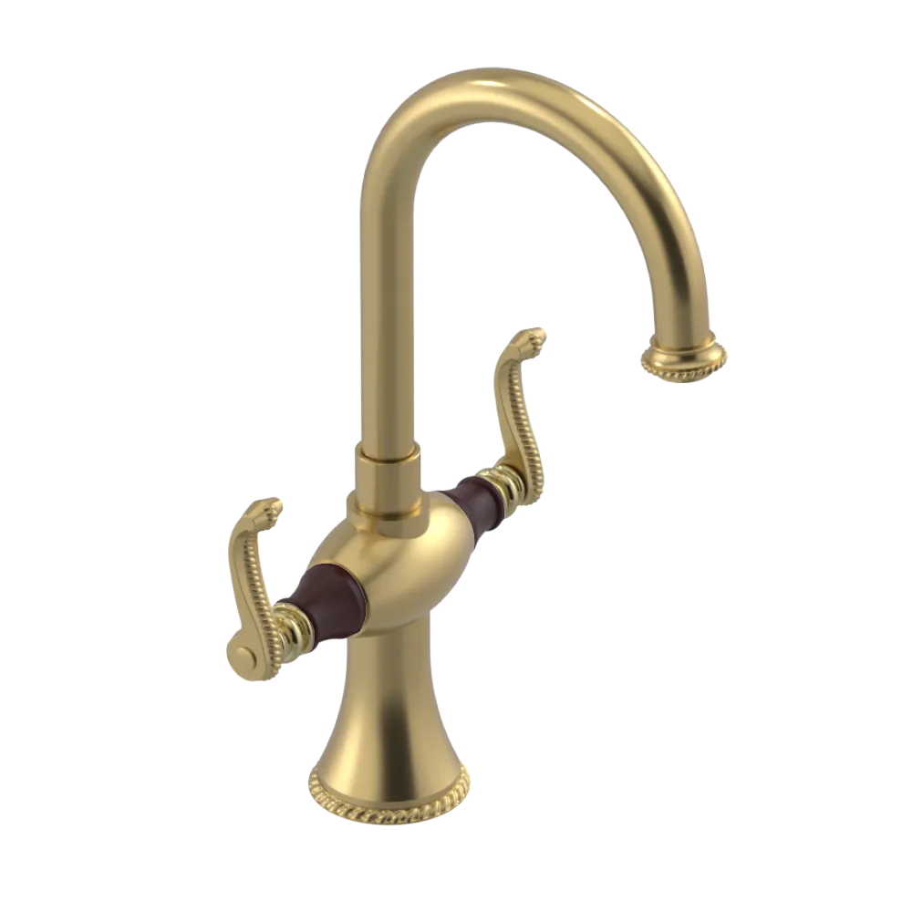 Rubinet Single Hole Dual Handle Lav. Set. (less drain) Satin Gold