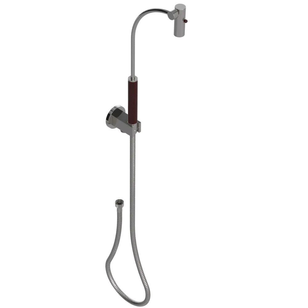 Rubinet Hand Held Shower Bidet with Extended Reach & Dual Function Spray Including Wall Bracket with Supply & Hose (Round) Polished Nickel