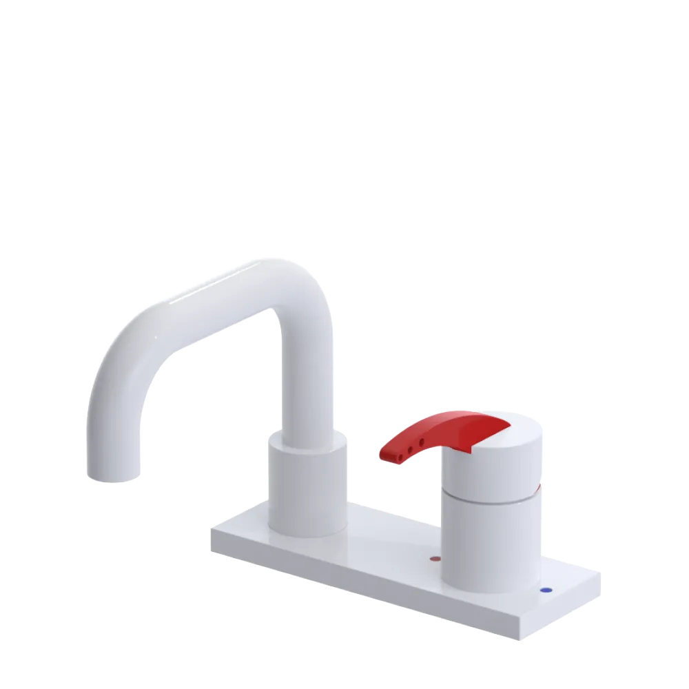 Rubinet 4" Centre Single Control Lav. Set. with Genesis spout (less drain) White