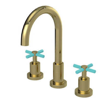 Rubinet Widespread Kitchen Set with LaSalle Spout Natural Brass