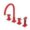 Rubinet Widespread Kitchen Set with Hand Spray Red
