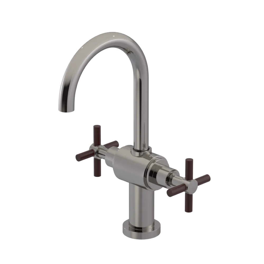 Rubinet Single Hole Dual Handle Lav. Set with LaSalle Spout (less drain) Polished Nickel
