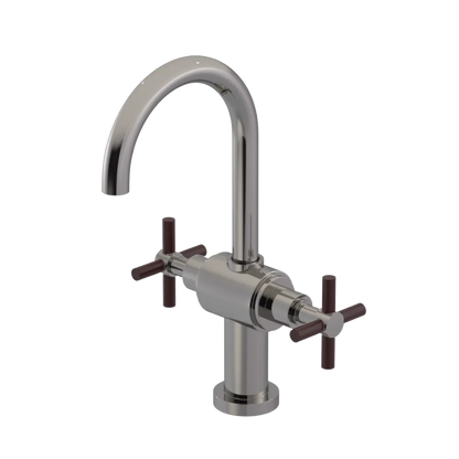 Rubinet Single Hole Dual Handle Lav. Set with LaSalle Spout (less drain) Polished Nickel