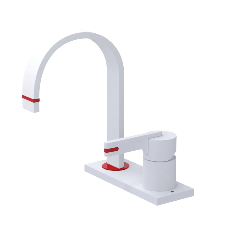 Rubinet 4" Centre Single Control Lav. Set (less drain) Matt White