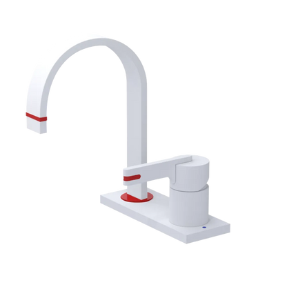 Rubinet 4" Centre Single Control Lav. Set (less drain) Matt White