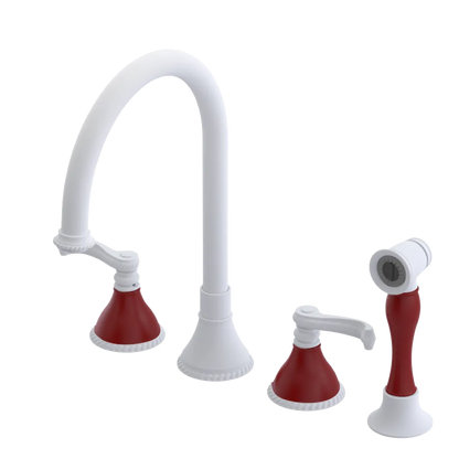 Rubinet Widespread Kitchen Set with Hand Spray Matt White