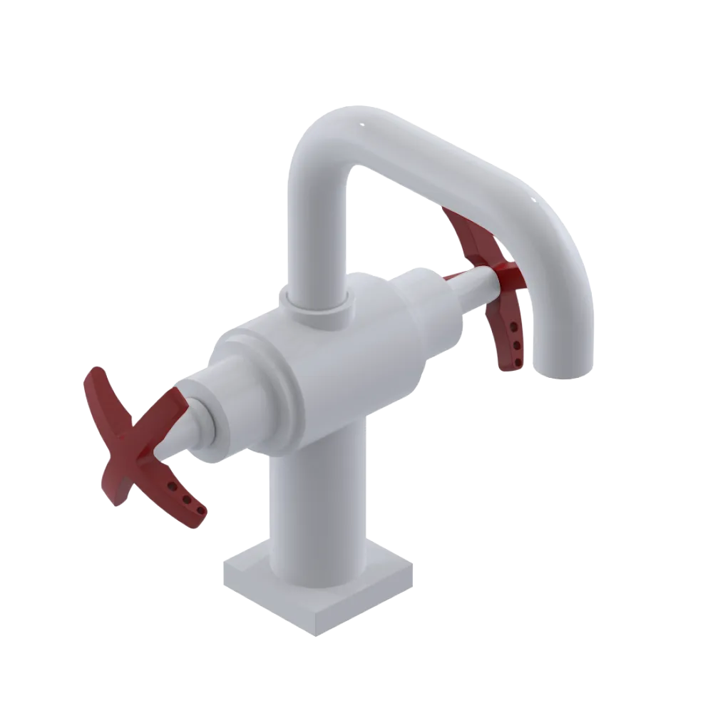 Rubinet Single Hole Dual Handle Lav. Set. with Genesis spout (less drain) White