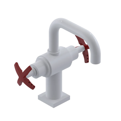 Rubinet Single Hole Dual Handle Lav. Set. with Genesis spout (less drain) White