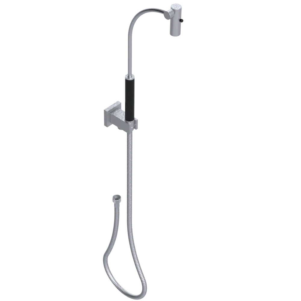 Rubinet Hand Held Shower Bidet with Extended Reach & Dual Function Spray Including Wall Bracket with Supply & Hose (Square) Satin Chrome
