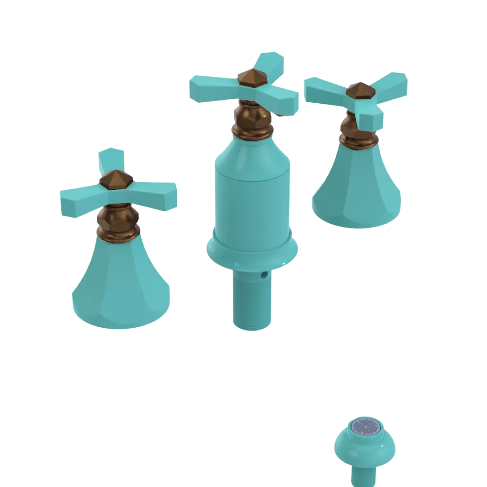 Rubinet Bidet Fitting with Spray, Diverter, and Vacum Breaker (Less Drain) Aqua