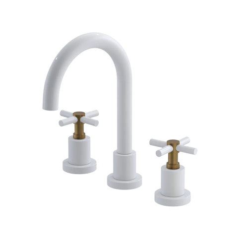 Rubinet Widespread Lav. Set. (less drain) White