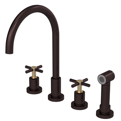 Rubinet Widespread Kitchen Set with LaSalle Spout with Hand Spray Oil Rubbed Bronze