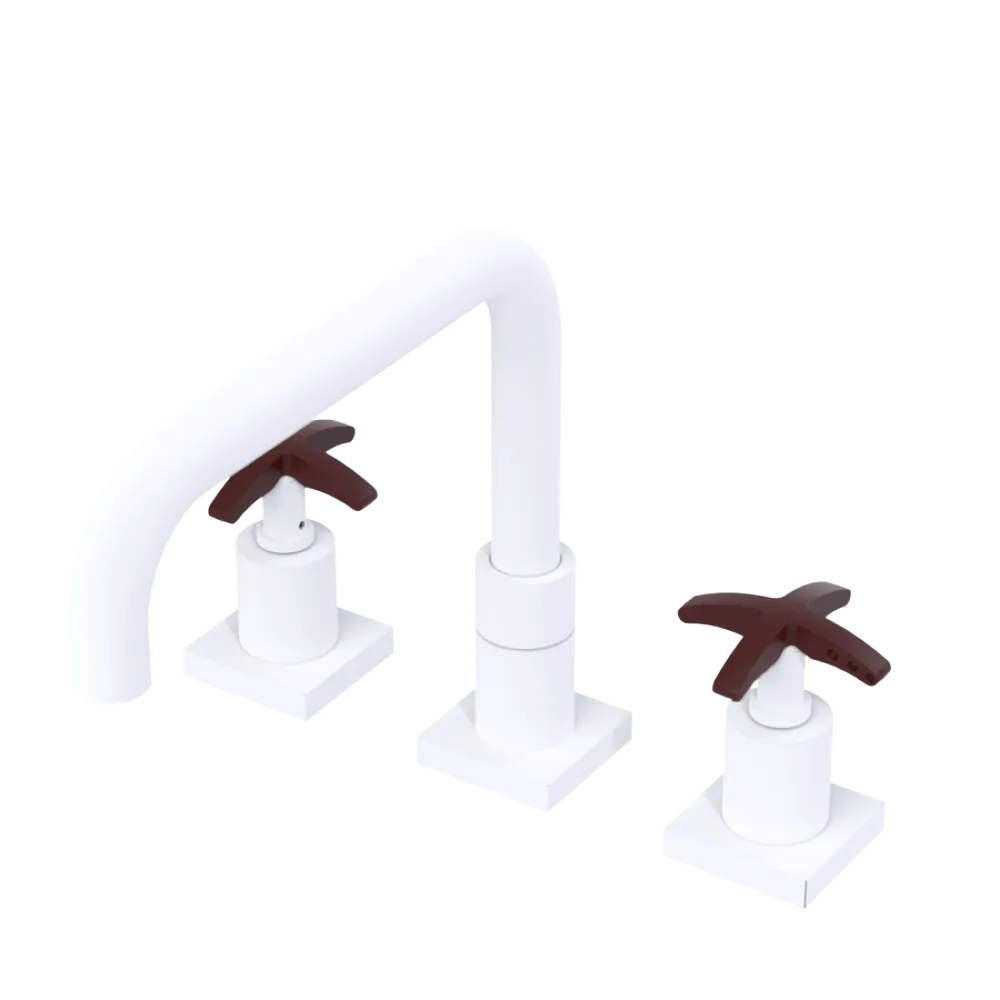 Rubinet Widespread Kitchen Set with Genesis Spout Matt White