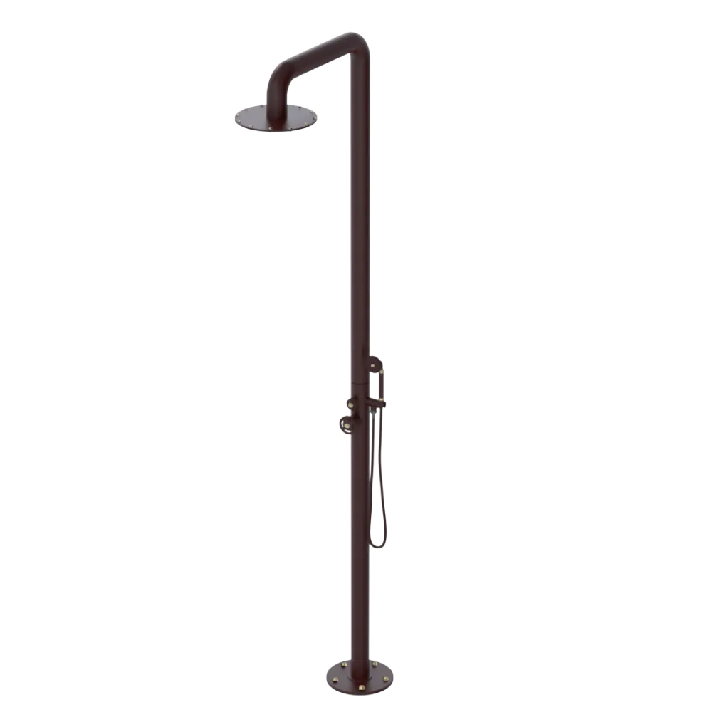 Rubinet Pressure Balance Outdoor Shower with Hand Held Shower & 10" Shower Head - 304 Stainless Steel Bordeaux