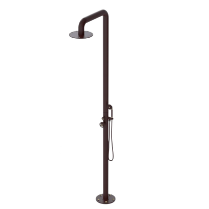 Rubinet Pressure Balance Outdoor Shower with Hand Held Shower & 10" Shower Head - 304 Stainless Steel Bordeaux