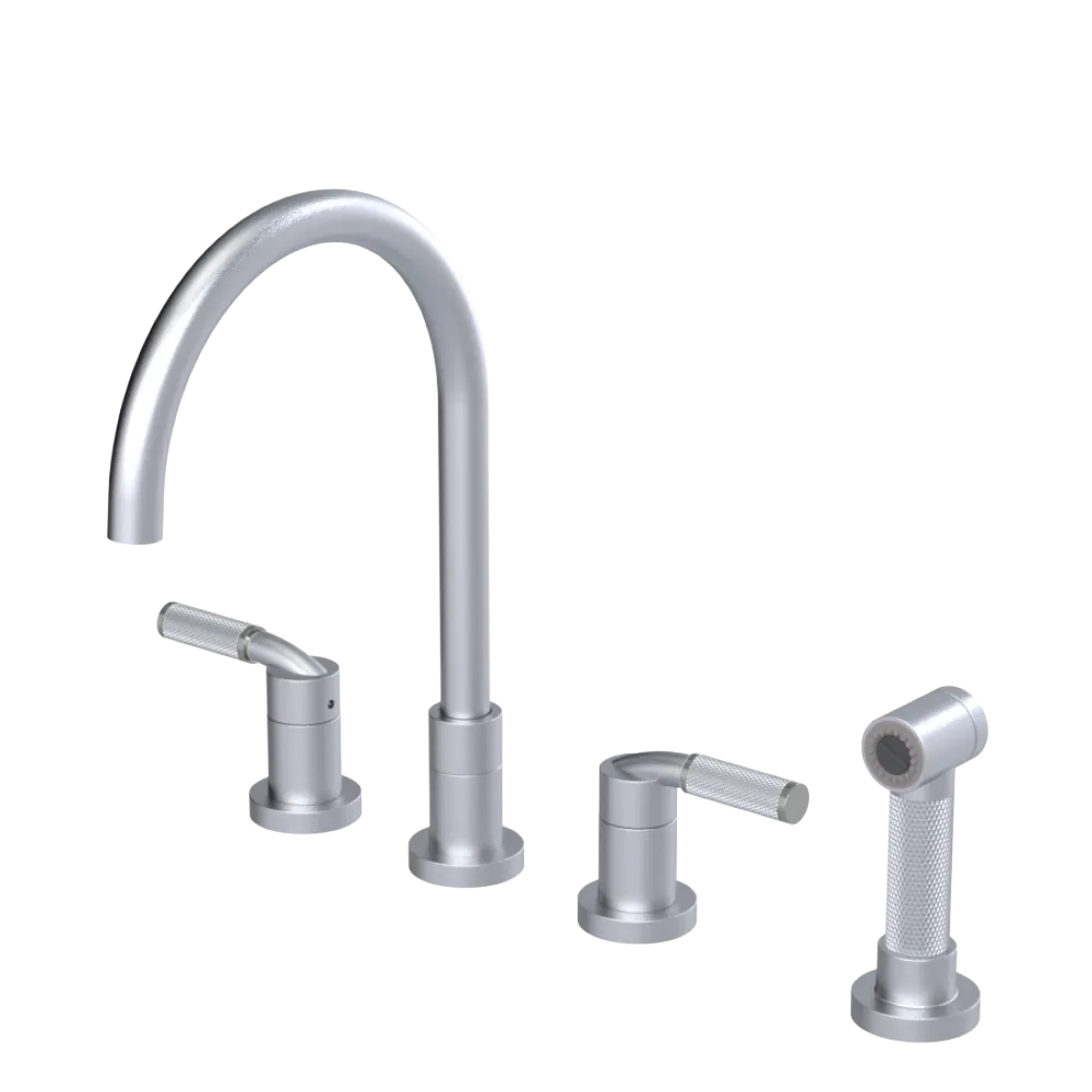 Rubinet Widespread Kitchen Set with Hand Spray Satin Chrome