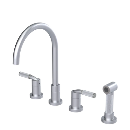 Rubinet Widespread Kitchen Set with Hand Spray Satin Chrome