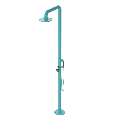 Rubinet Pressure Balance Outdoor Shower with Hand Held Shower & 10" Shower Head - 304 Stainless Steel Aqua