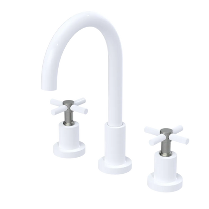 Rubinet Widespread Kitchen Set with LaSalle Spout White